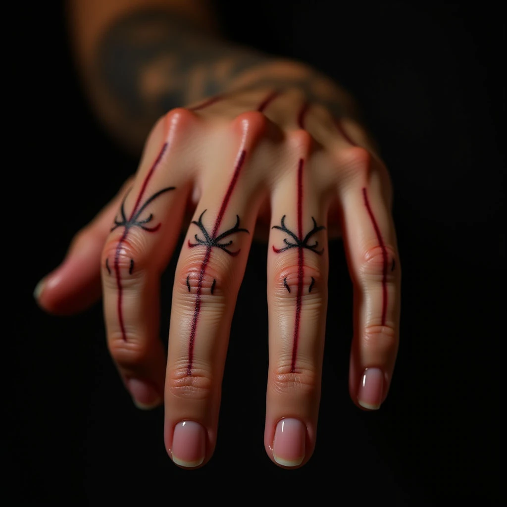 Meaningful Matching Finger Tattoos in Linework Style