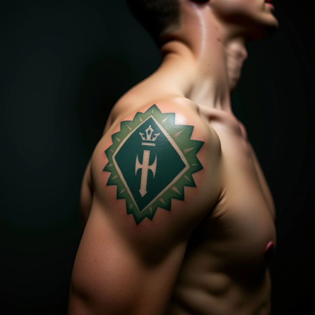 Meaningful Minimalist Shoulder Tattoos for Guys (Blue & Green)