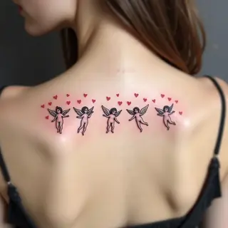 Sweet Cupid Angel Flash Tattoo Design