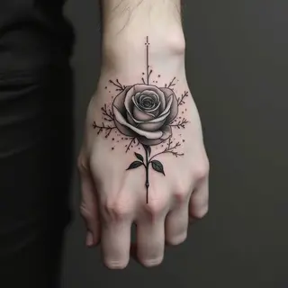 Minimalist Rose Hand Tattoo Design