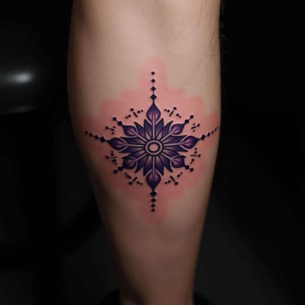 Purple Dotwork Calf Cover-Up Tattoos for Men