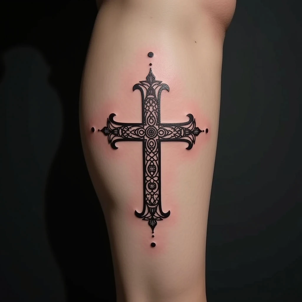 Cross with Dots Tattoo: Meaning & Mandala Inspiration