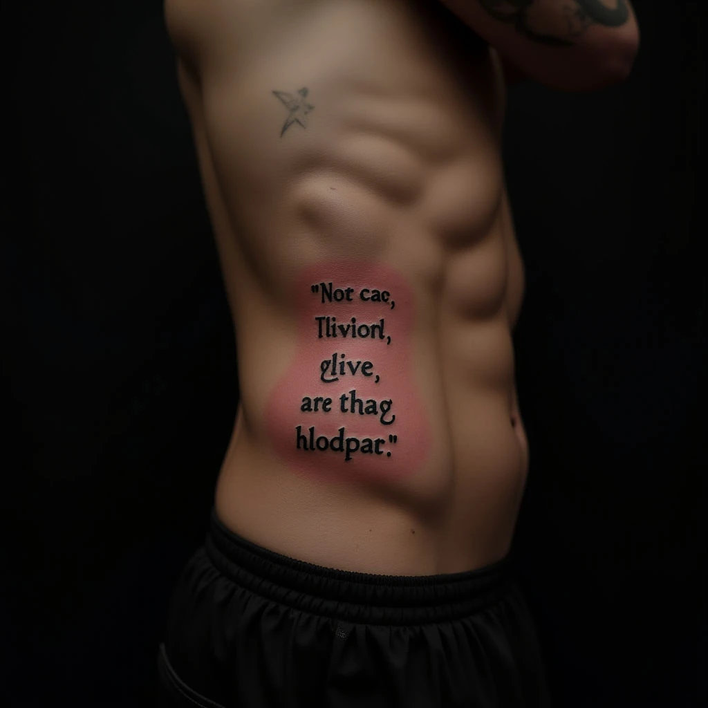Pink Dotwork Family Quote Tattoos for Guys - Stomach Designs