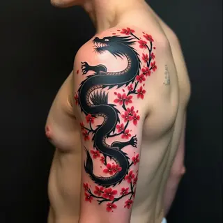 Elegant Japanese Dragon Shoulder Tattoo