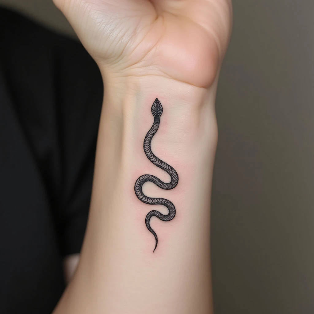 Elegant Minimalist Snake Tattoo Design