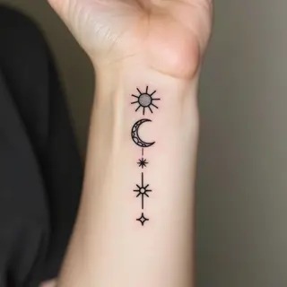 Minimalist Sun and Moon Tattoo Design