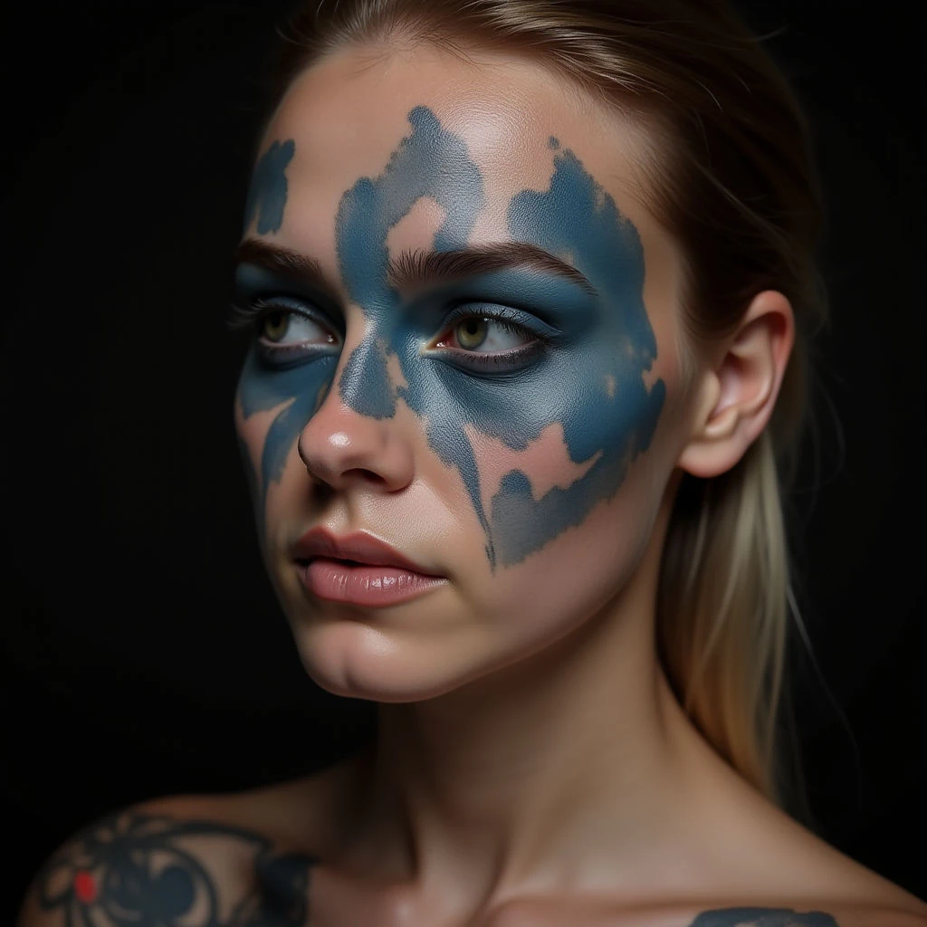 Abstract Blue Father & Daughter Face Tattoos: A Unique Bond