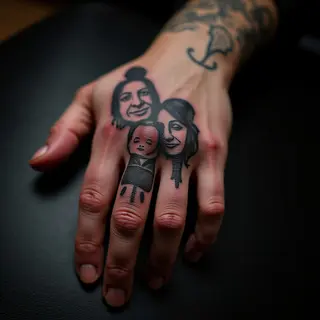 Father & Daughter Finger Sleeve Tattoos: Micro-Realism Inspiration