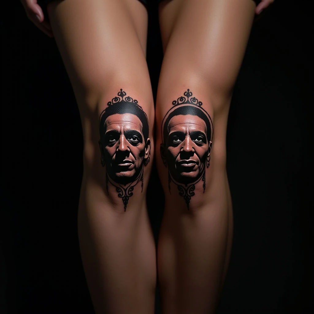 Gothic Father & Daughter Knee Tattoos: Matching Designs