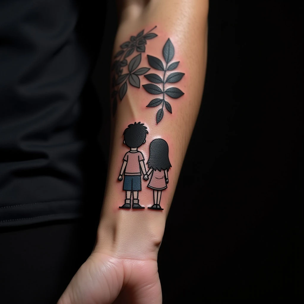 Touching Dad & Baby Japanese Wrist Tattoos for Fathers
