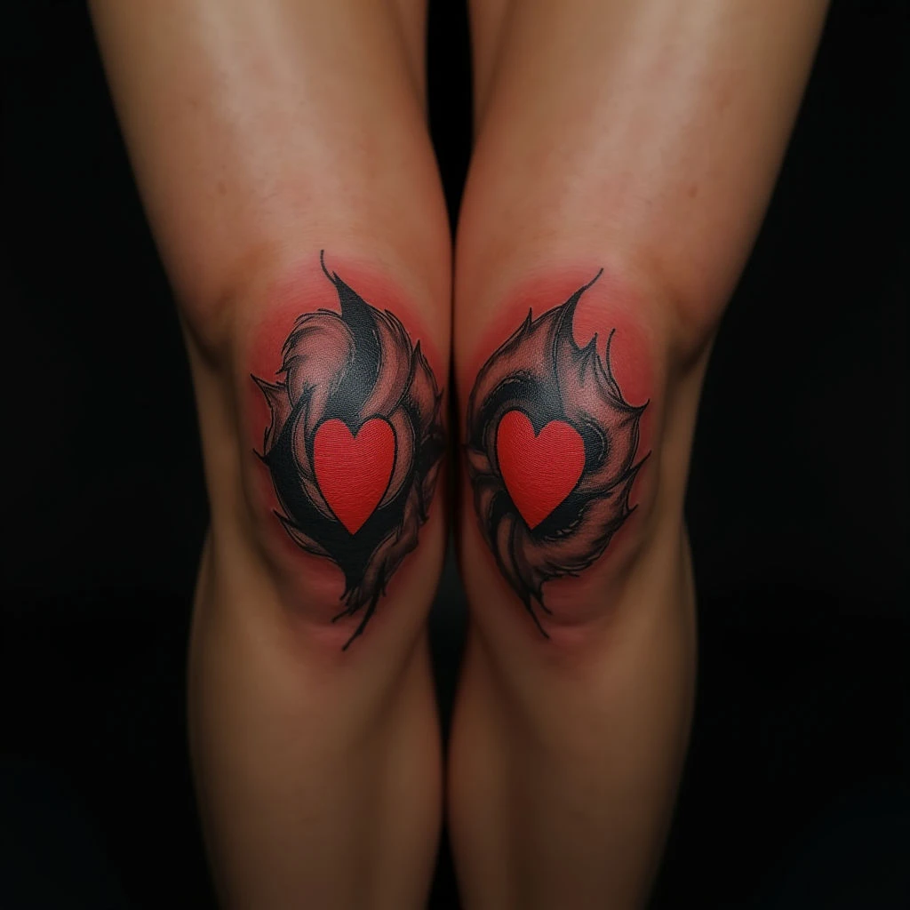 Micro-Realism Best Friend Tattoos for Daughters - Knee Designs