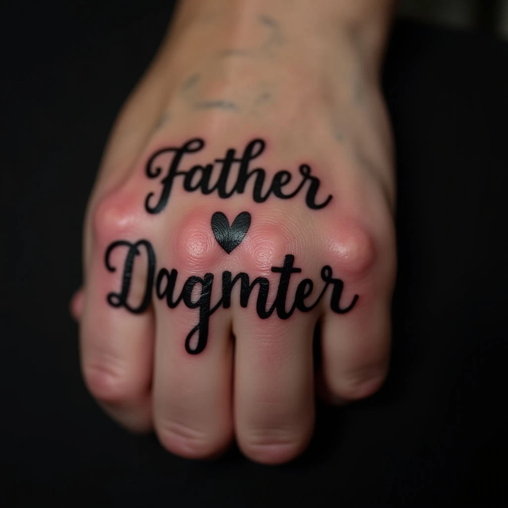 Small Family Finger Tattoos for Dad & Daughter