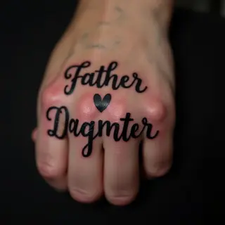 Small Family Finger Tattoos for Dad & Daughter