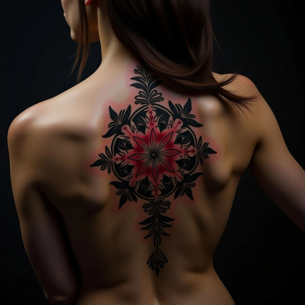 Matching Father & Daughter Mandala Spine Tattoos