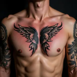 Copper New School Father & Daughter Sternum Tattoos