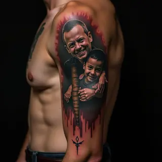 Bronze Sternum Tattoos Honoring Father & Daughter Bonds