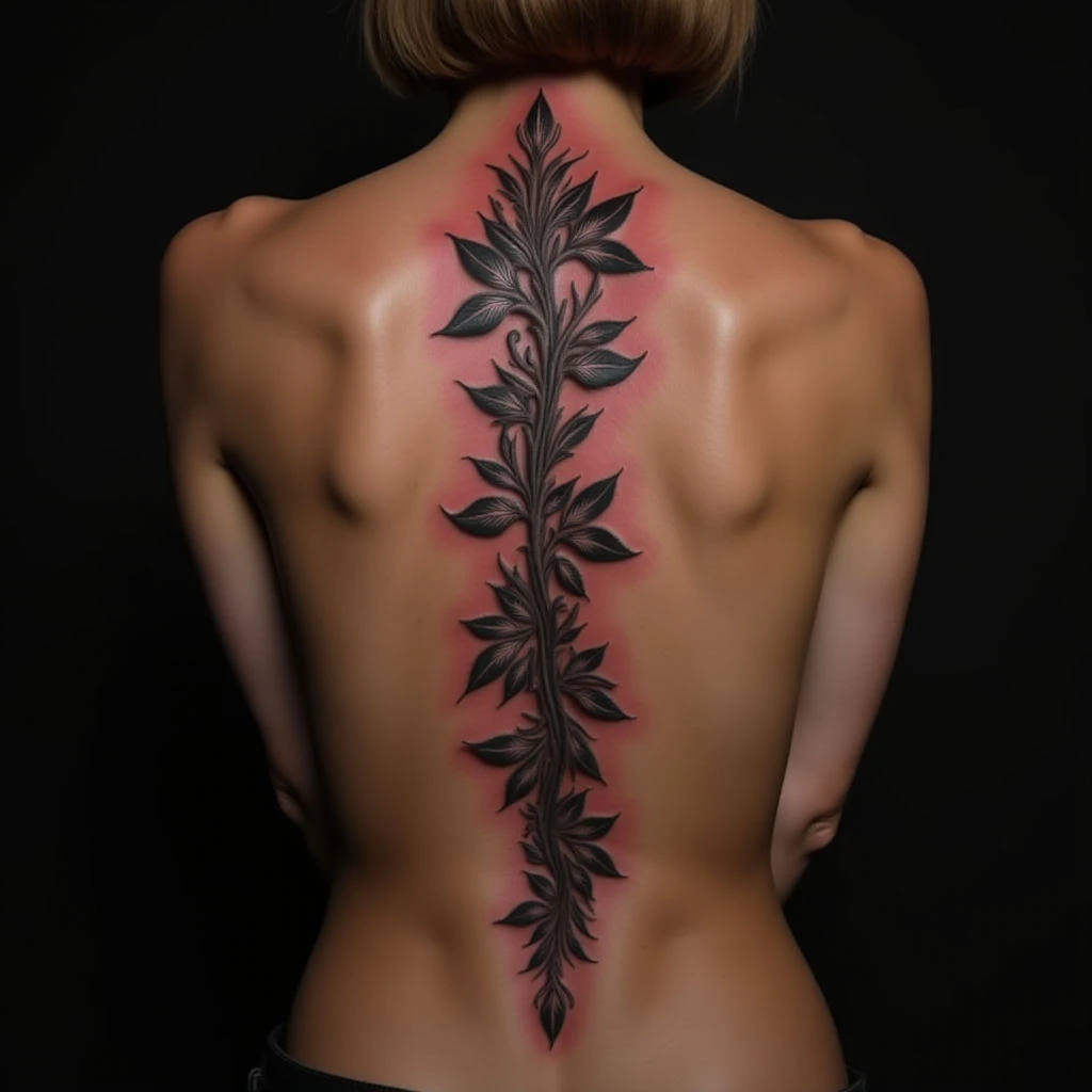 Delicate Pink Spine Tattoos for Best Friends - A Lasting Bond