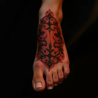 Gothic Sister Tattoos for Three: Fiery Foot Designs