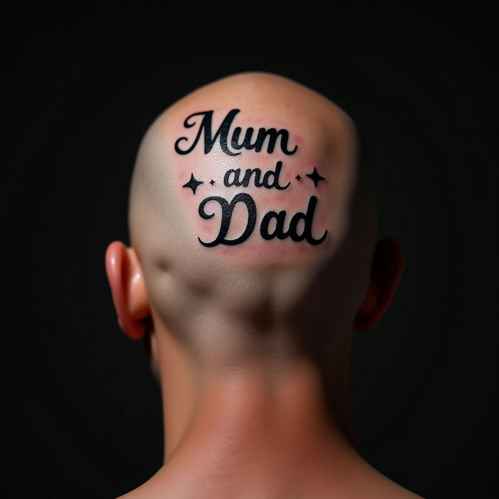 Touching 'Mum & Dad' Head Tattoos for Sons