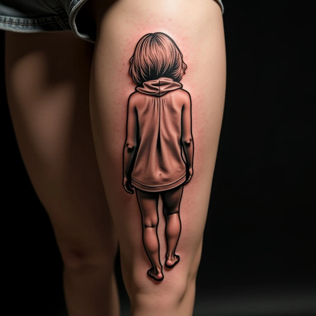 Touching Father & Daughter Tattoo Ideas for Your Calf