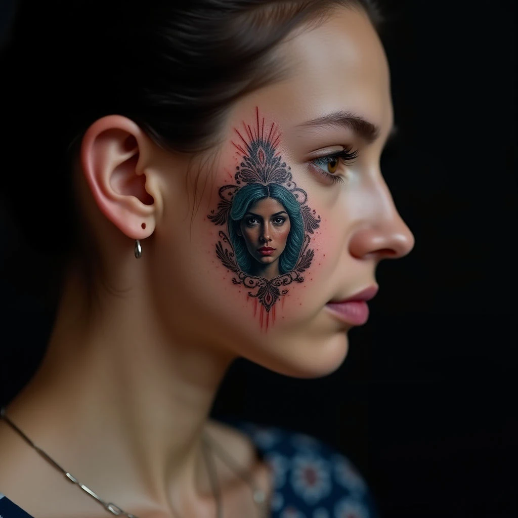 Small Daughter Tattoos for Mom: Micro-Realism Face Designs