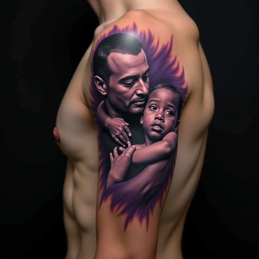 Neo-Traditional XXL Violet Tattoos to Celebrate Your Daughter's Spirit