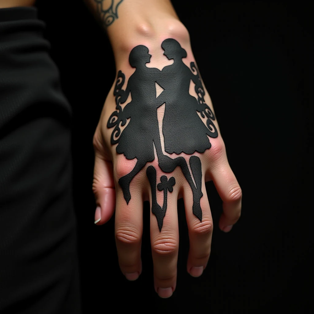 Striking Oriental Finger Tattoos for Mother & Daughter Bonding