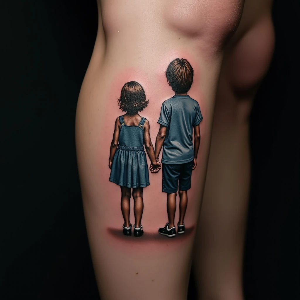 Touching Father & Daughter Tattoo Ideas in Realism