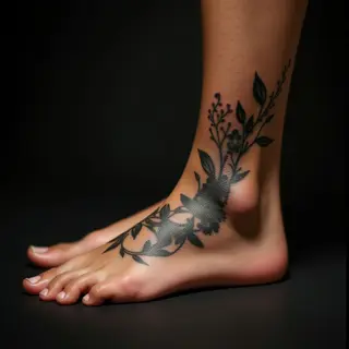 Tiny Trash Polka Foot Tattoos for Father & Daughter