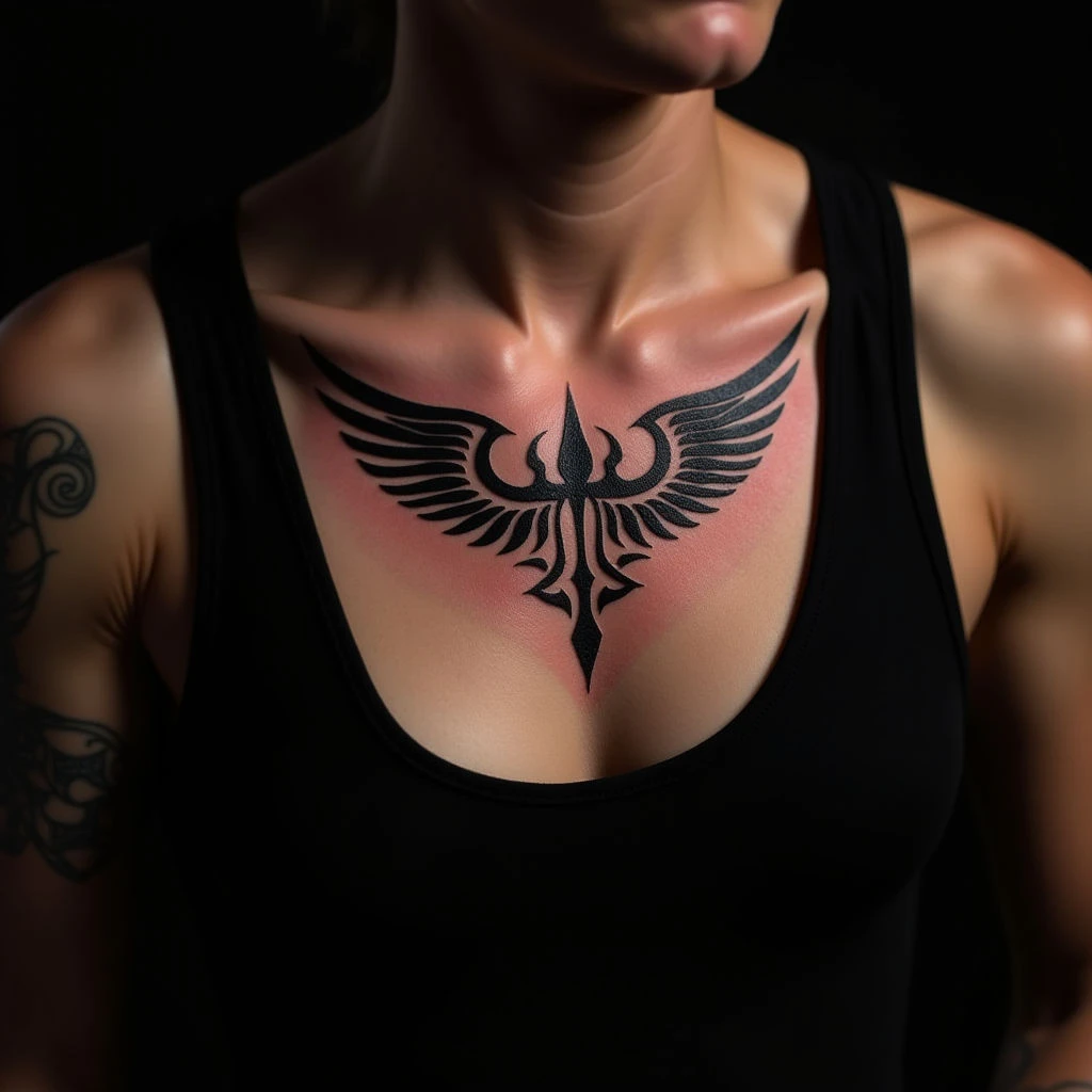 Tiny Tribal Chest Tattoos for Best Friends