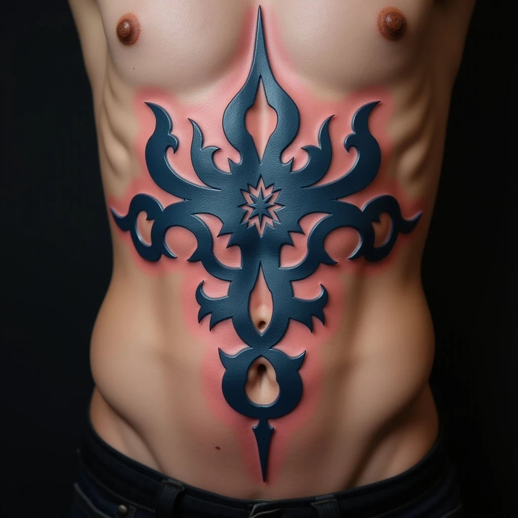 Tribal Father & Daughter Rib Cage Tattoos: Meaningful Blue Designs