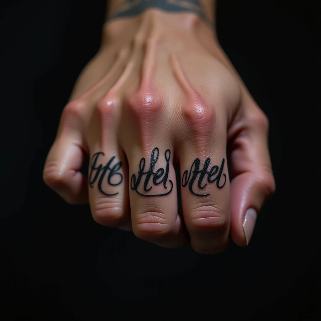 Powerful Father & Son Finger Calligraphy Tattoos