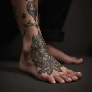 Cool New School Foot Tattoos for Fathers & Sons