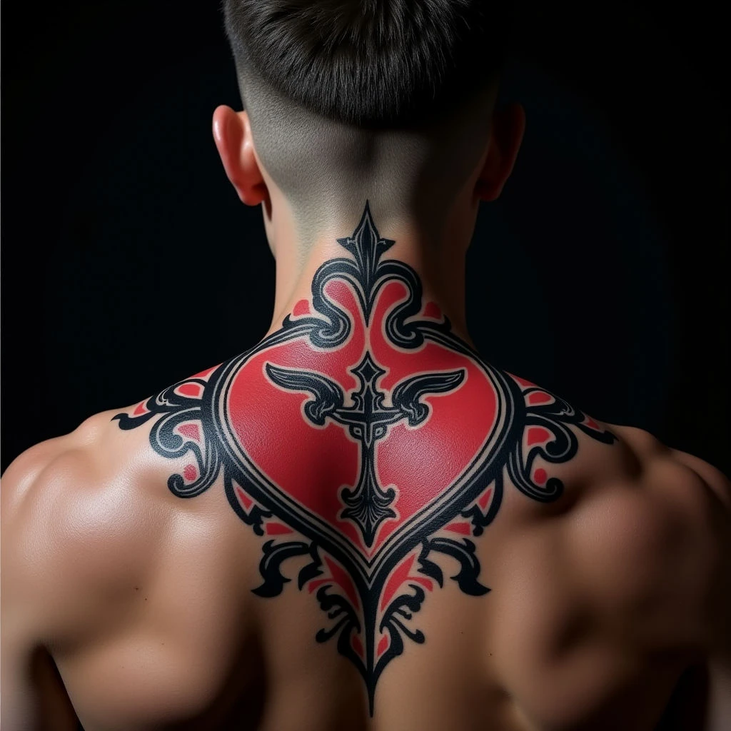 Father, Son & Holy Spirit Tattoo: Ornamental Neck Design