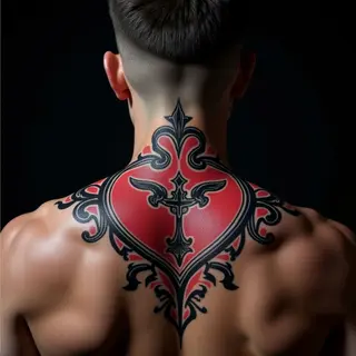 Father, Son & Holy Spirit Tattoo: Ornamental Neck Design