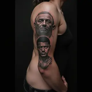 Powerful Father & Son Head Tattoos: Illustrative Designs for Boys