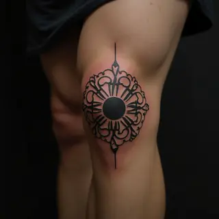 Traditional Knee Tattoos for Father & Son - Beige Designs