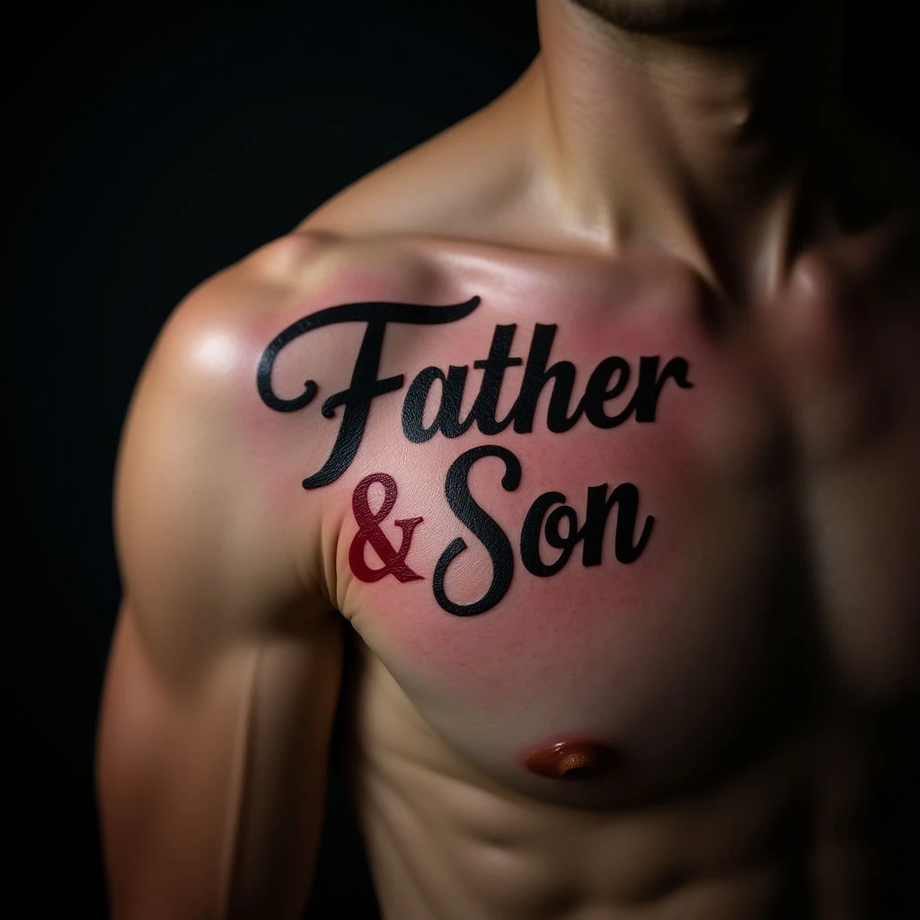 Unique Father & Son Lettering Tattoos - Shoulder Designs