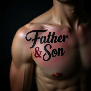 Unique Father & Son Lettering Tattoos - Shoulder Designs