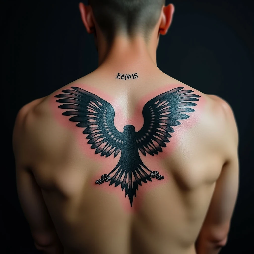 Old School Matching Tattoos for Mom and Son: Collarbone Blue Designs