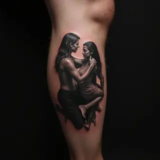 Cool Best Friend Tattoos: New School Calf Designs for Dads & Sons