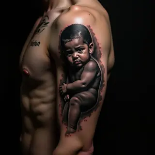 Powerful Father & Son Tattoo Designs in Black Grey