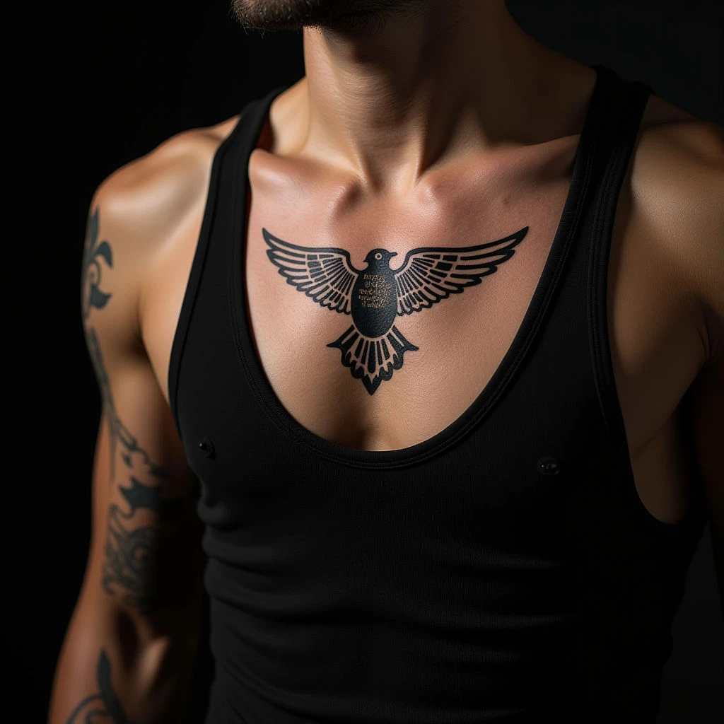 Chest Tattoo Ideas for Men: A Father & Son Dotwork Bond