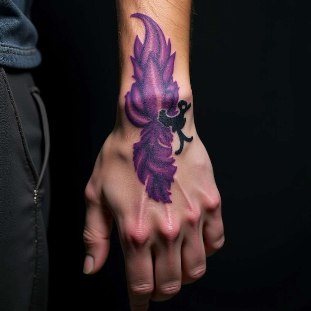 Purple Illustrative Hand Tattoos for Father & Son Bonding