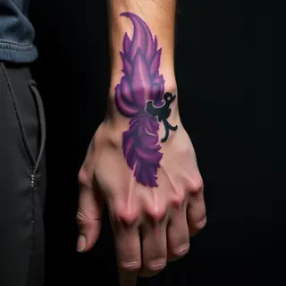 Purple Illustrative Hand Tattoos for Father & Son Bonding