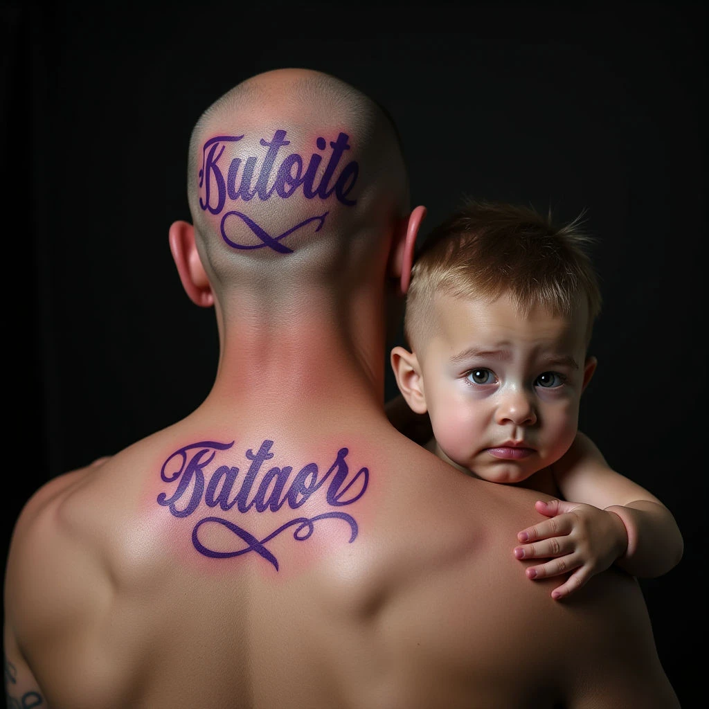 Matching Lettering Tattoos for Mom & Sons - Purple Designs
