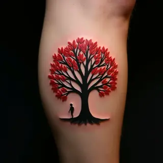 Father & Son Family Tree Tattoos: New School Leg Designs