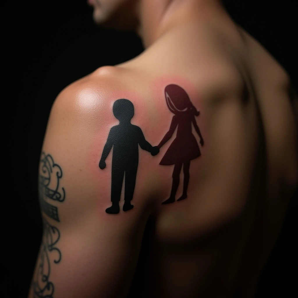 Meaningful Black & Grey Shoulder Tattoos to Represent Your Son