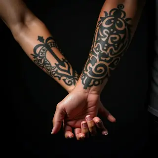 Pink Tribal Shoulder Tattoos for Father & Son: Meaningful Bond Designs