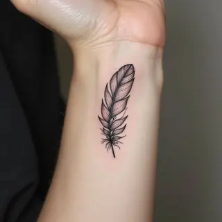 Elegant Feather Wrist Tattoo Design